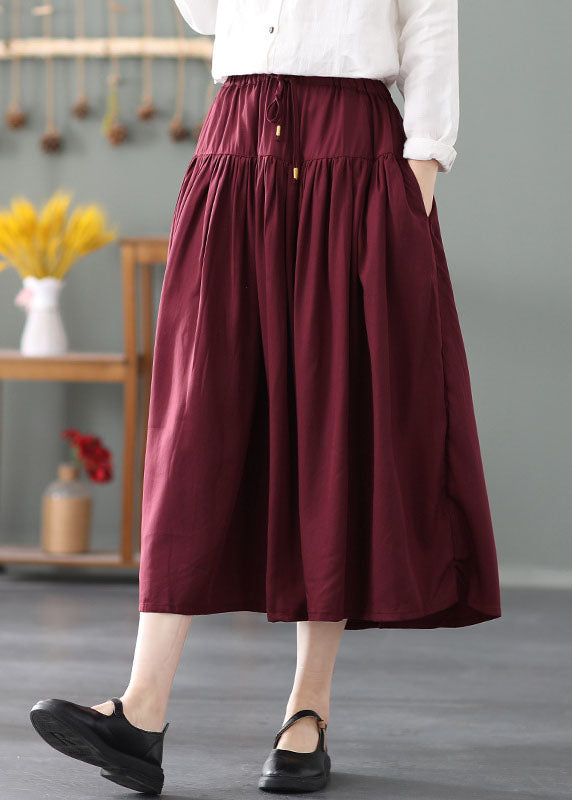 Simple Mulberry Tie Waist Wrinkled Cotton Skirts Spring
