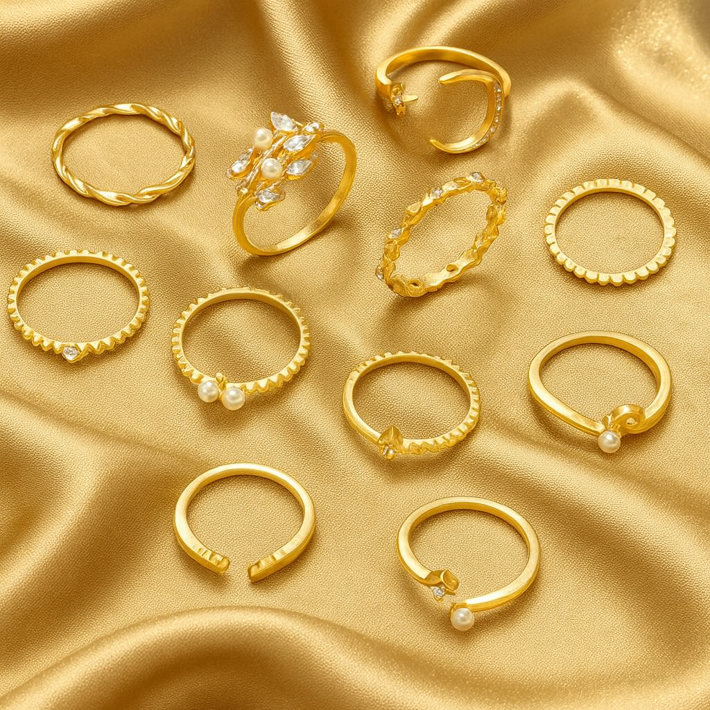 Silver & Gold Ring Stack — Set of 10