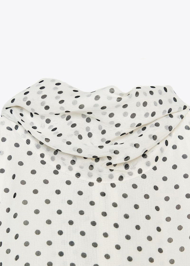White Bow Dot Chiffon Top Sleeveless