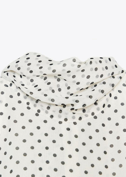 White Bow Dot Chiffon Top Sleeveless