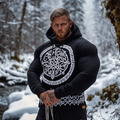 Men's Viking Tribal Jacquard Celtic Inspired Chunky Knit Hooded Sweater elevenforest