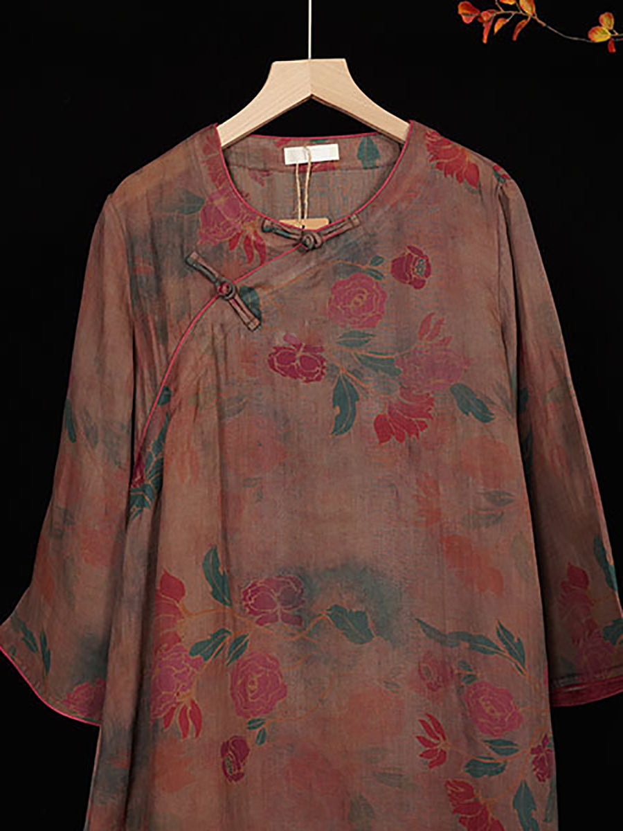 Summer 100%linen Spliced Dress