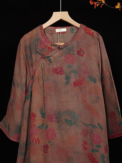 Summer 100%linen Spliced Dress