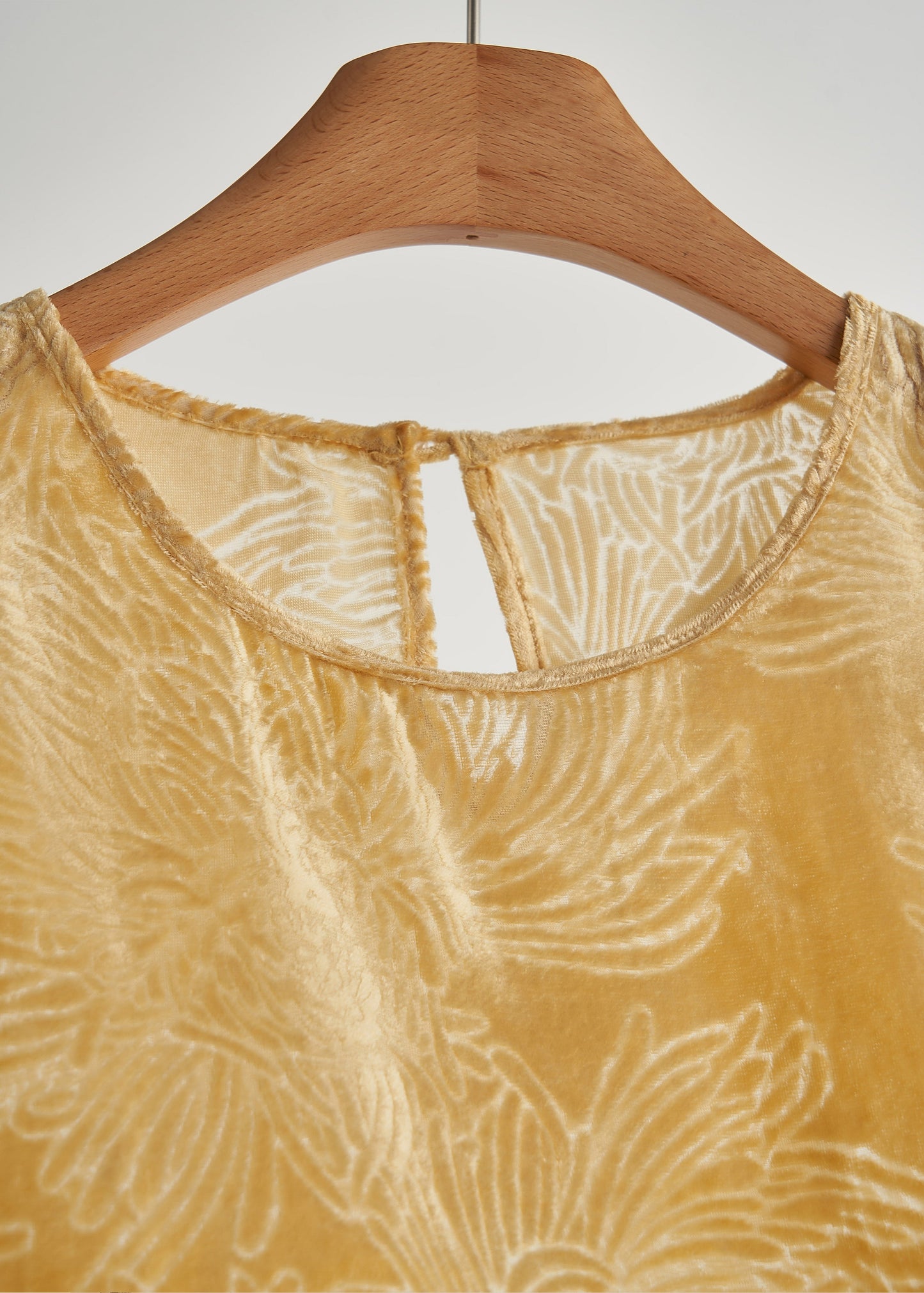 Yellow Oversized Lace Patchwork Silk Velour Shirt Tops Fall