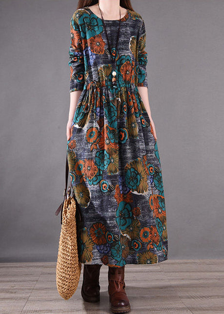 Blue Print Silm Fit Long Dresses Cinched Spring