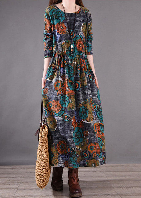 Blue Print Silm Fit Long Dresses Cinched Spring