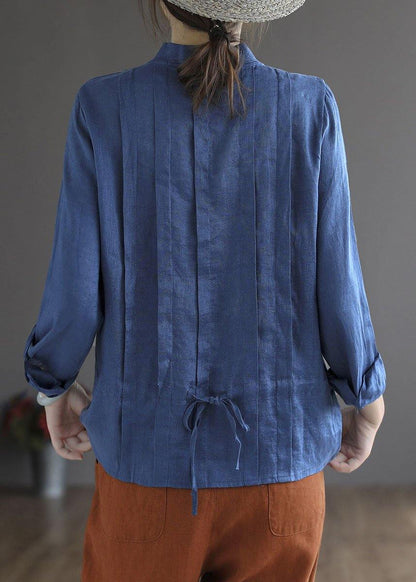 Yellow Button Fall Top Long Sleeve Linen