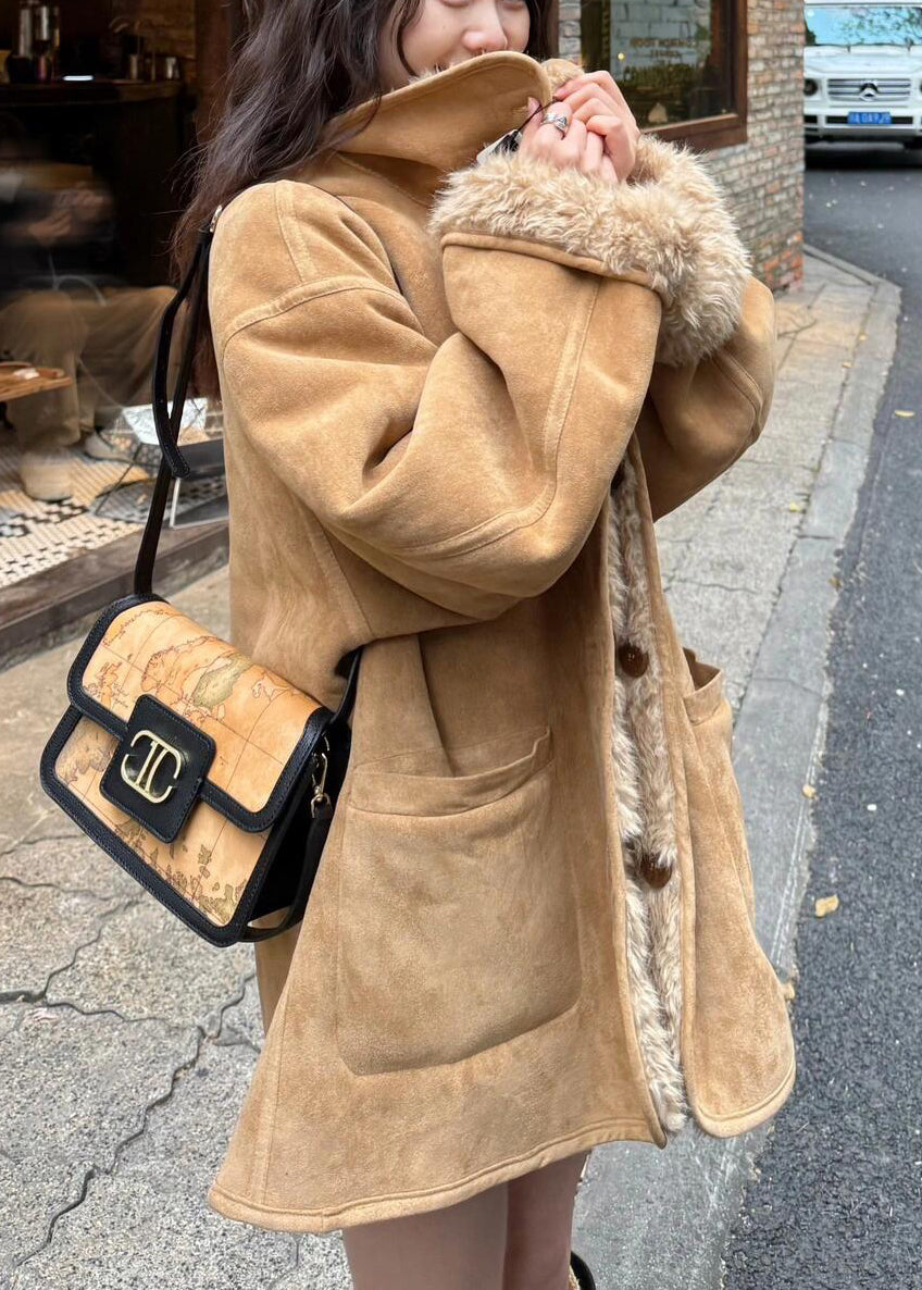 Khaki Wear on Both Sides Fleece Wool Lined Trench Winter