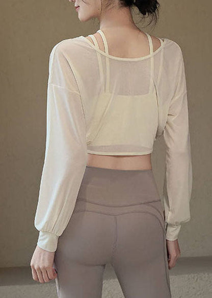 White Thin Breathable Sports Yoga Top