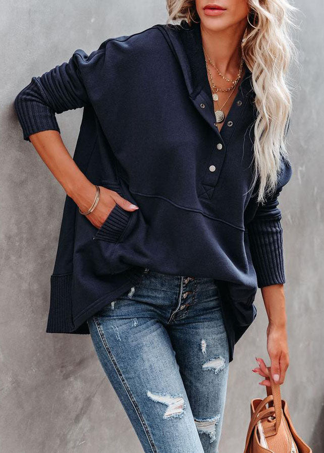 White Hooded Patchwork Cotton Sweatshirts Spring