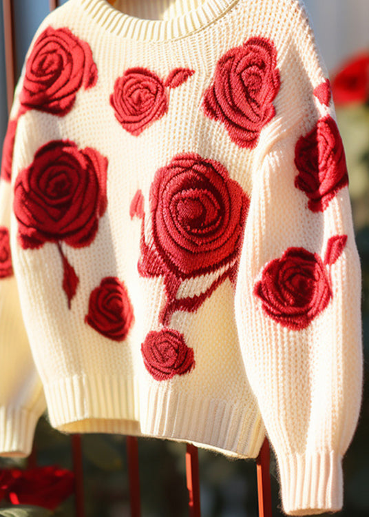 Red Hollow Out Cozy Knit Sweaters Fall