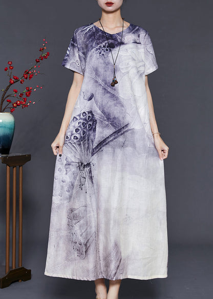 Purple Tie Dye Cotton Long Dress Summer