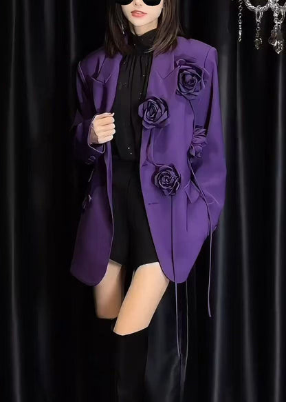 Italian Purple Pockets Decorated Suit Coat Fall