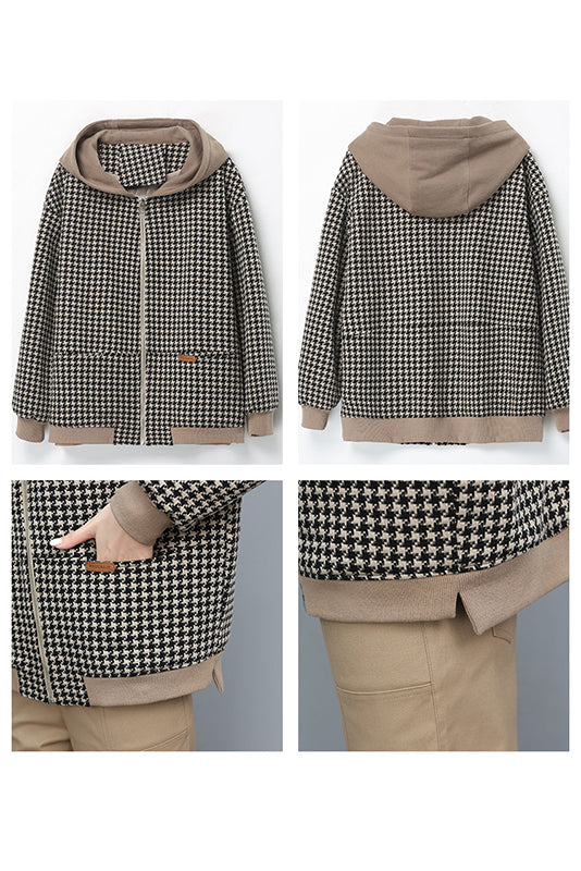 Plaid Short Coat Loose Quilted Coat