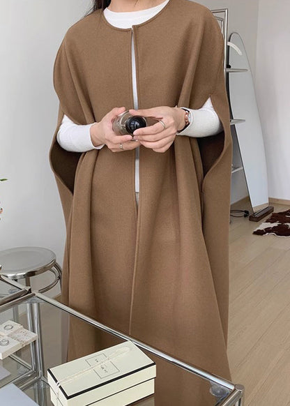 Black Oversized Pockets Woolen Coats Sleeveless