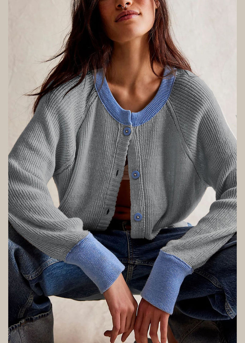 Modern Coffee O Neck Button Knit Loose Cardigans Fall