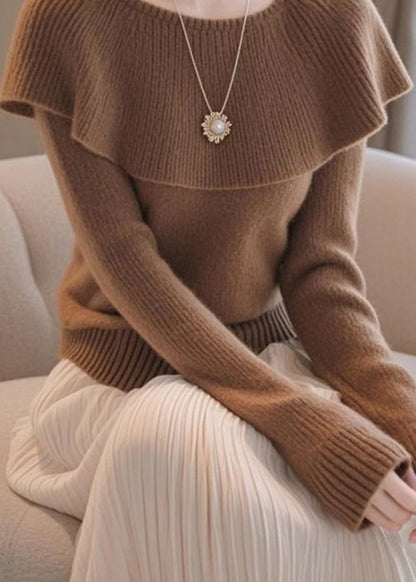 Stylish Coffee Original Design Knit Sweaters Spring