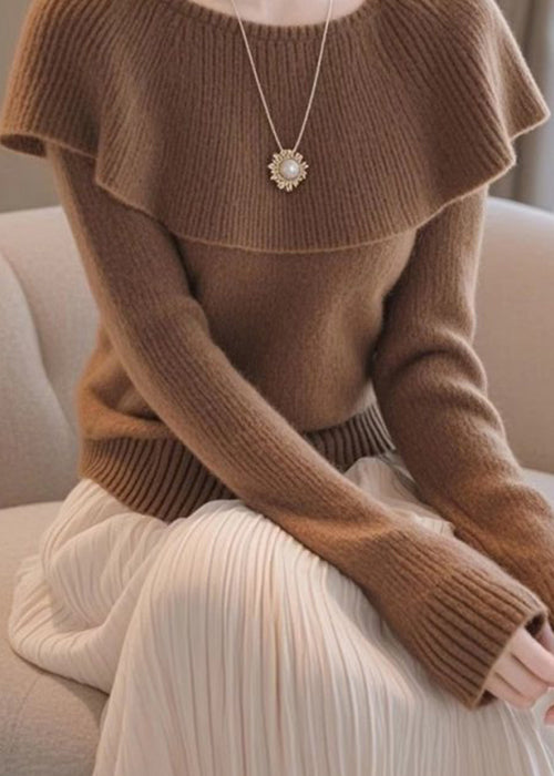 Stylish Coffee Original Design Knit Sweaters Spring