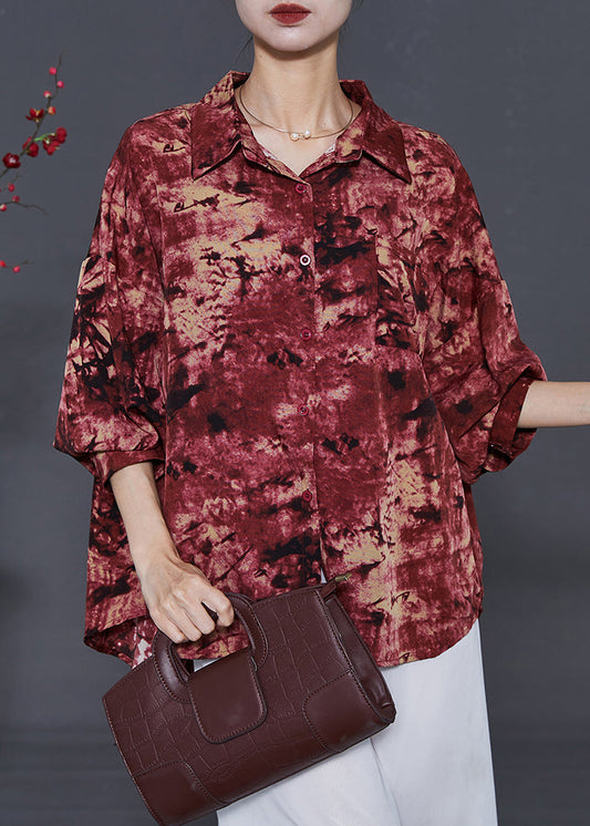 Mulberry Oversized Tie Dye Chiffon Blouse Top Summer
