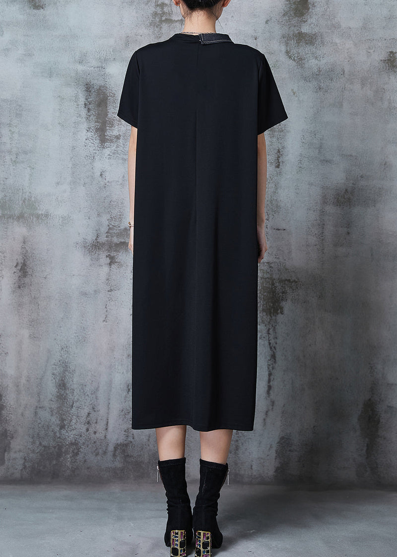 Art Black Oversized Patchwork Cotton Dresses Summer