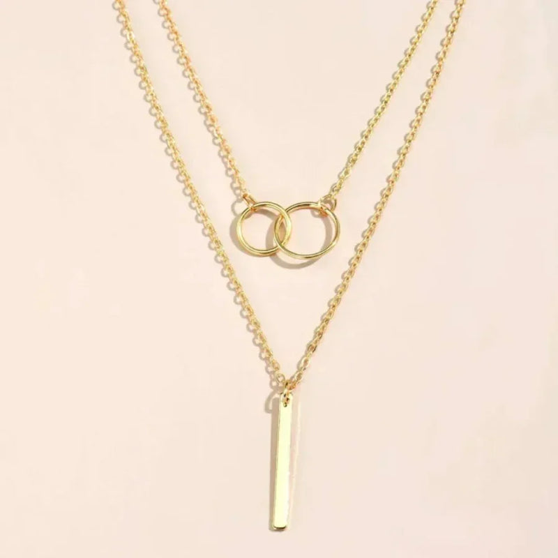 Gold Dual Circle Pendant Necklace