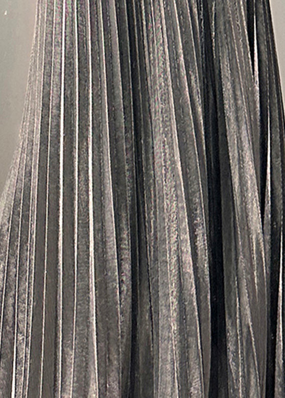 Silvery Elastic Waist a Line Skirt Spring