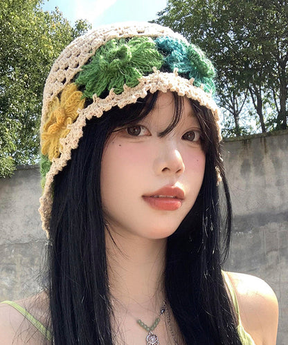 Beige Hollow Out Knit Bonnie Hat