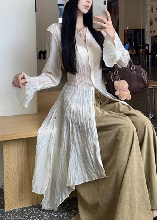 Unique Asymmetrical Tops and Pants Cotton Two Piece Set Outfits Fall