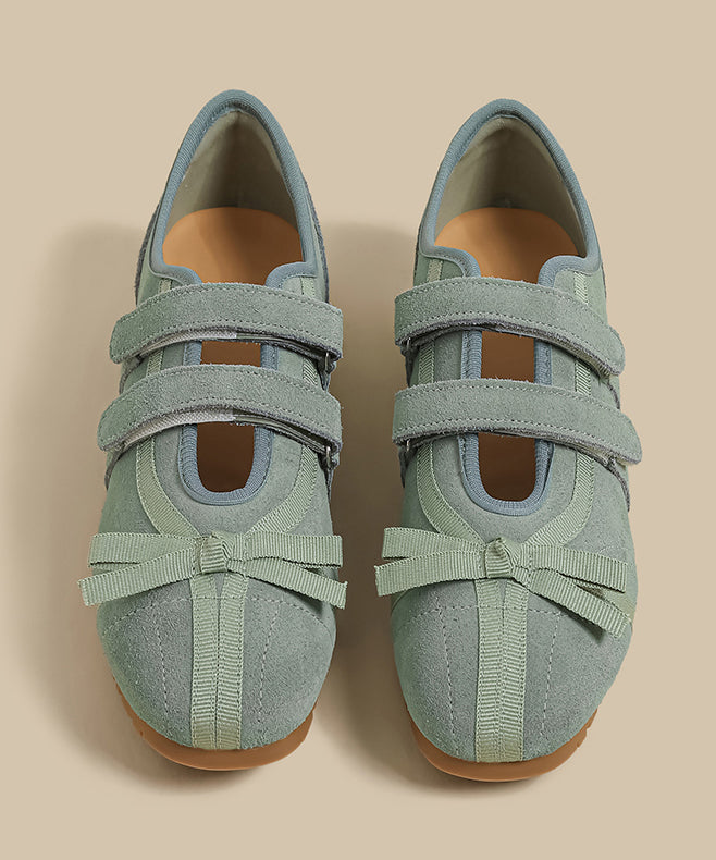 Rose Suede Splicing Flat Shoes for