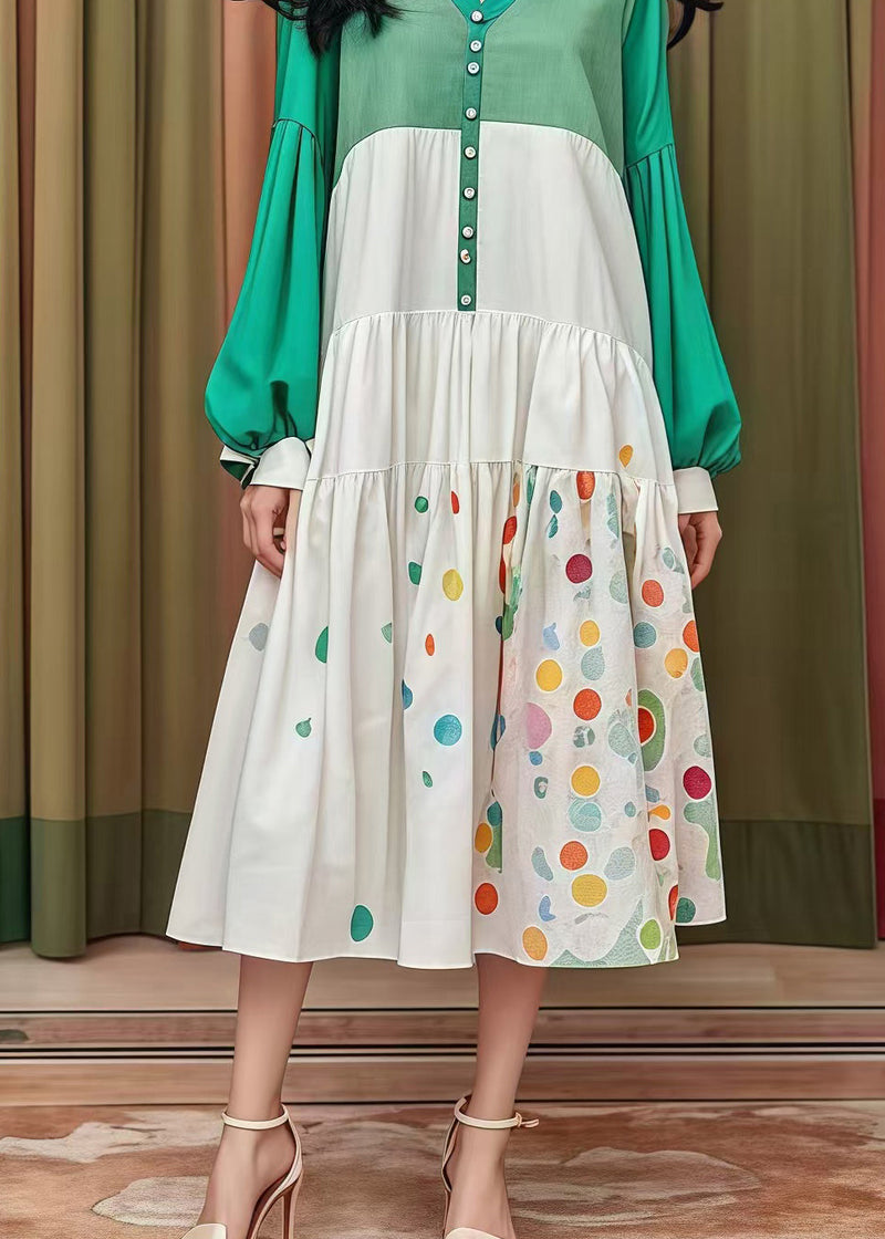 Colorblock Oversized Patchwork Cotton Holiday Dress Fall