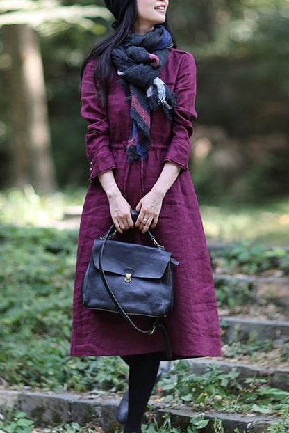 Linen Loose Drawstring Waist Dress