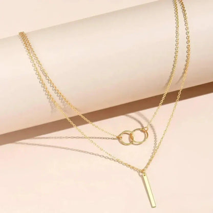 Gold Dual Circle Pendant Necklace