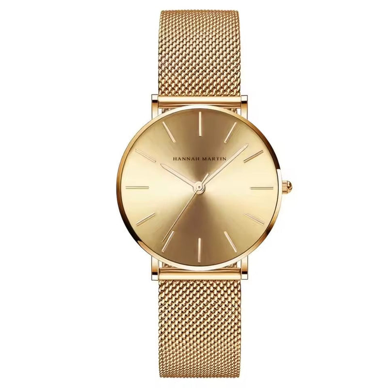 Luxurious Rose Gold Quartz Timepiece Alongside Bracelet