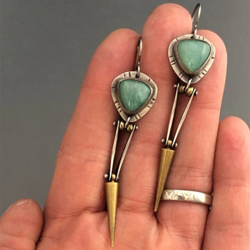 Green Resin Stone Earrings