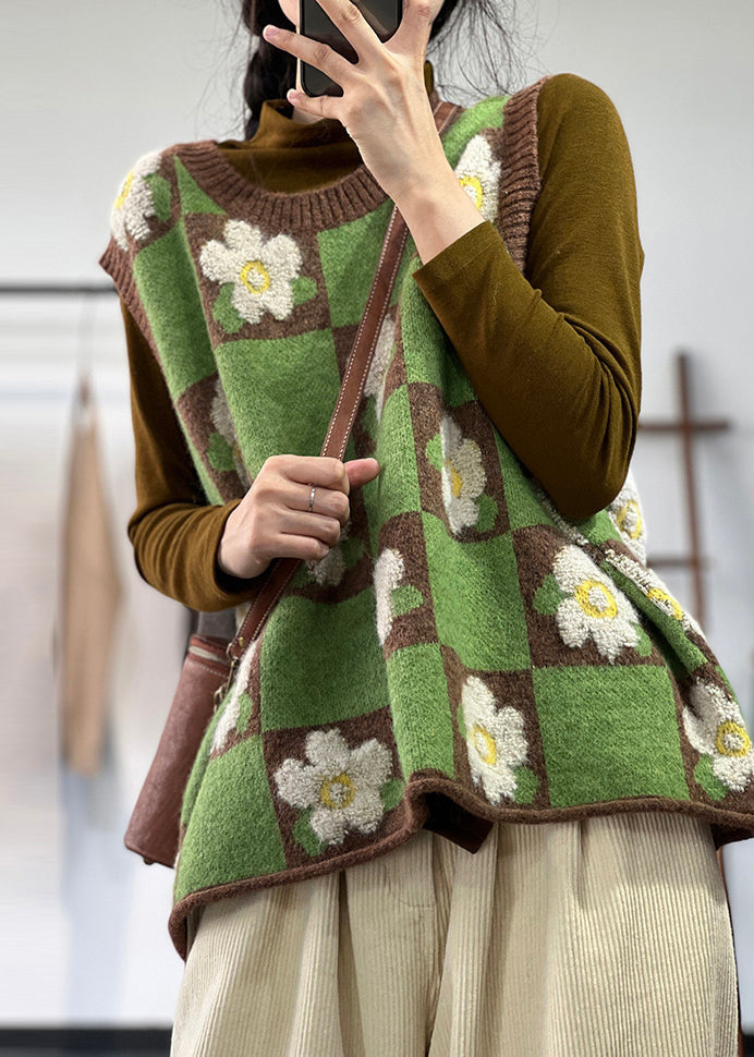 Green Oversized Knit Vests Winter