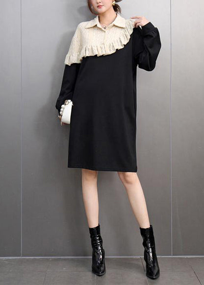Colorblock Ruffled Patchwork Long Dress Spring