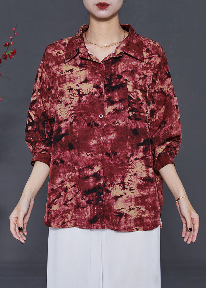 Mulberry Oversized Tie Dye Chiffon Blouse Top Summer