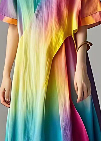 Rainbow Tie Dye Cotton Robe Dresses Summer