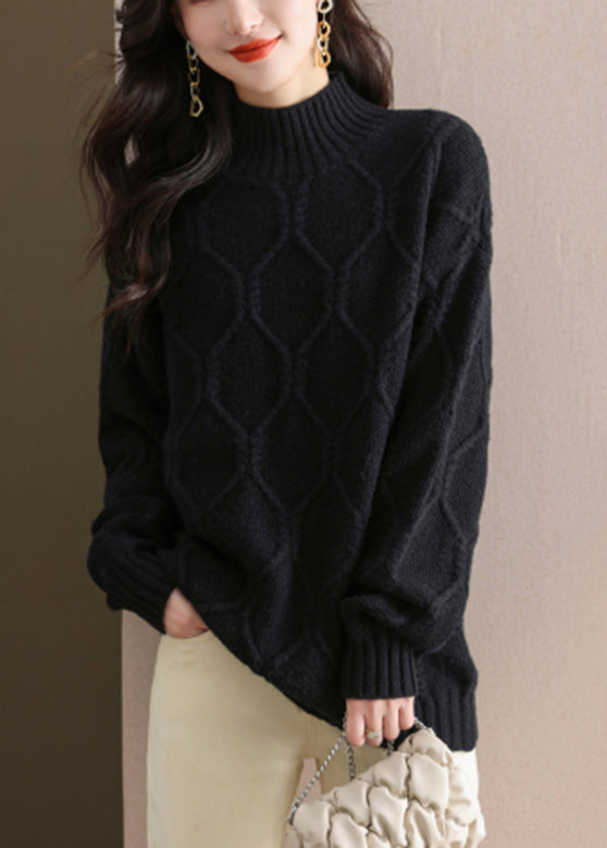 Coffee Turtleneck Cotton Knit Sweaters Winter