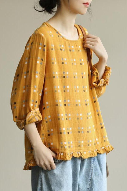 Limited Stock- Loose Plaid Agaric Laces T-shirt
