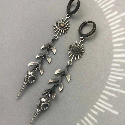 Mask Pendant Earrings in Silver