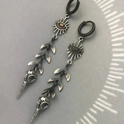 Mask Pendant Earrings in Silver