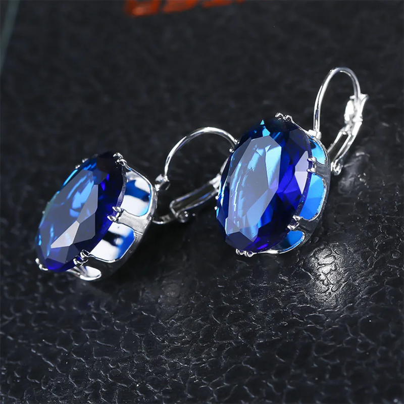 Blue Zirconia Silver Earrings