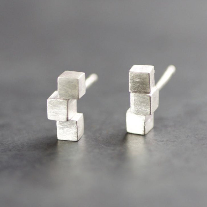Silver Cube Earrings