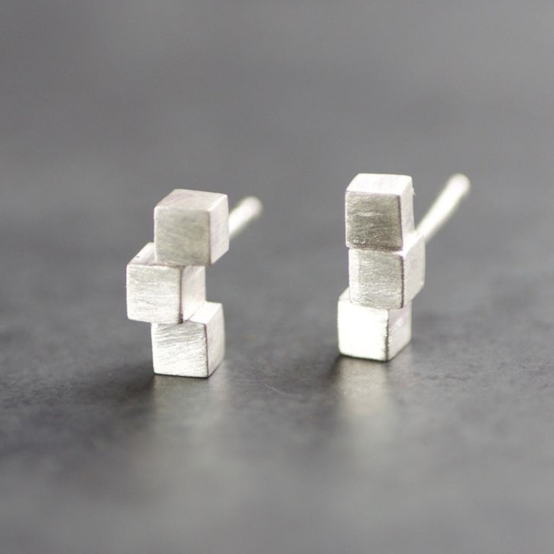 Silver Cube Earrings