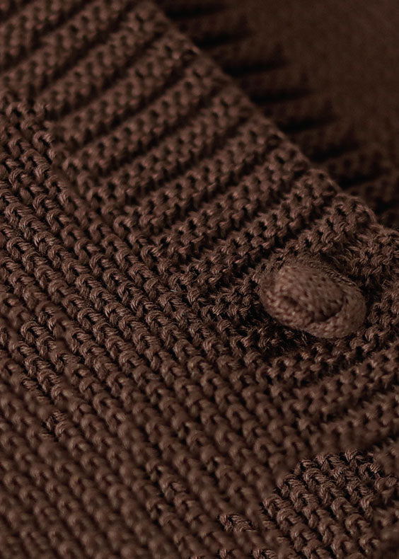 Brown V Neck Button Tassel Patchwork Knit Vest Sleeveless