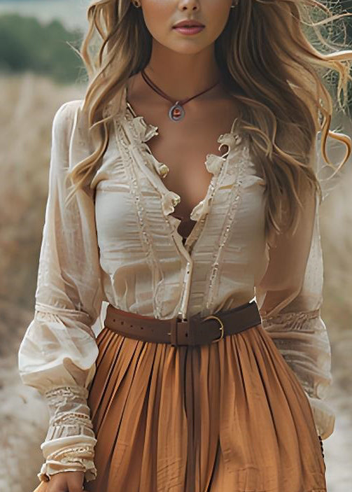 V Neck Wrinkled Patchwork Cotton Long Dresses Summer