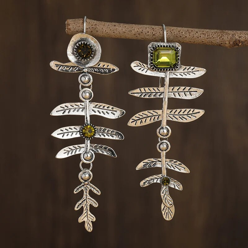 Silver Leaf Zirconia Earrings