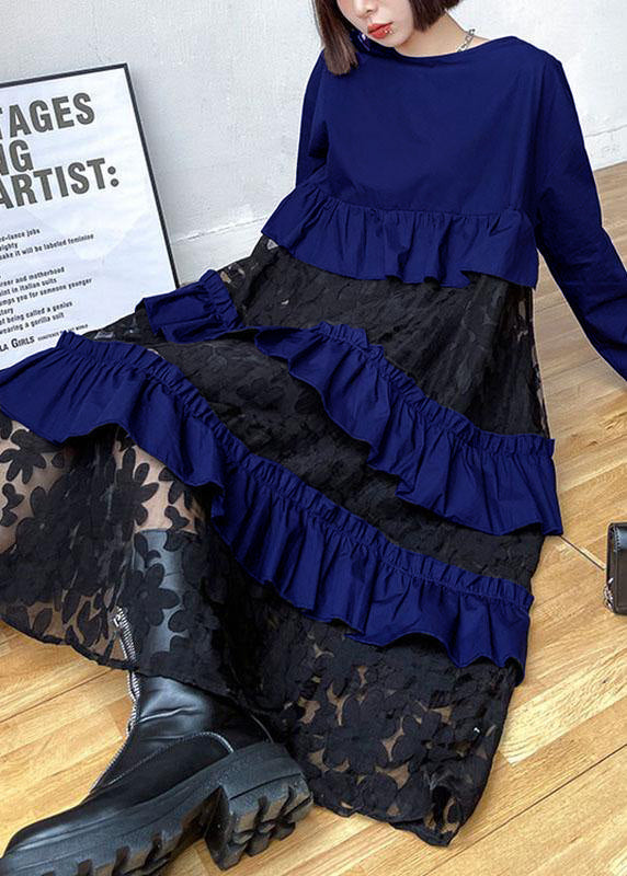 Black Ruffles Fall Lace Dresses