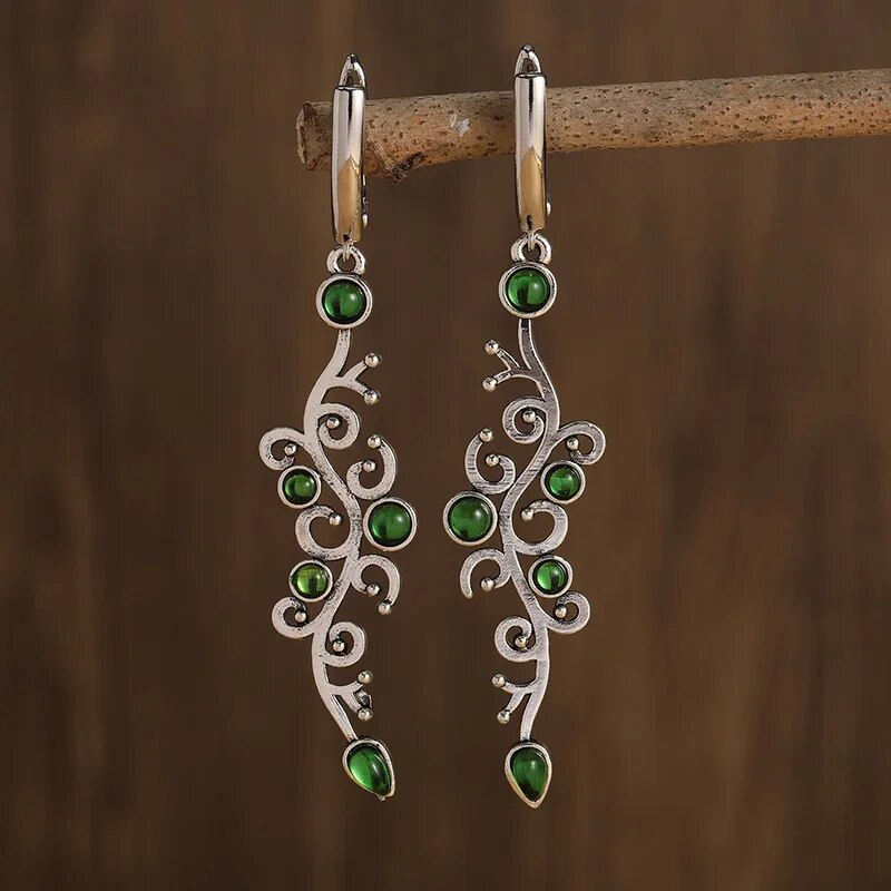 Green Zirconia Silver Earrings